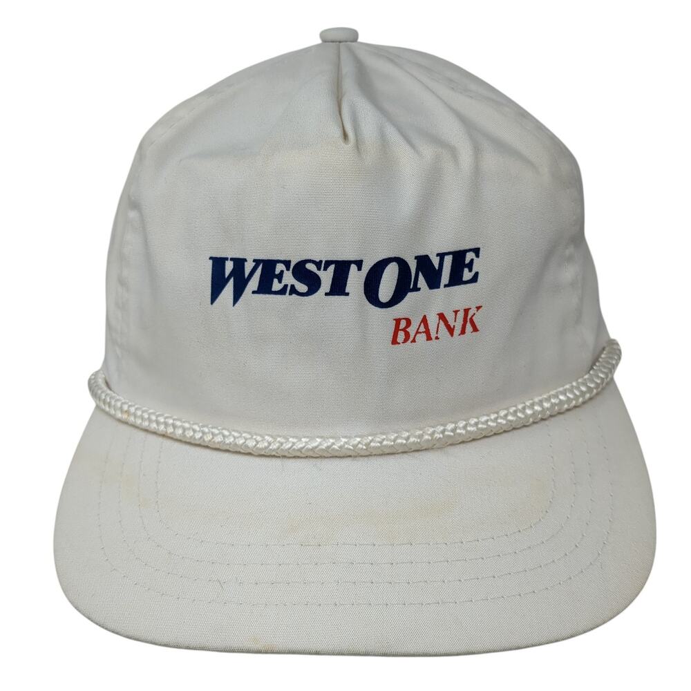 West One Bank Slideback 5 Panel Cap White One Size Adjustable Rope Sportcap
